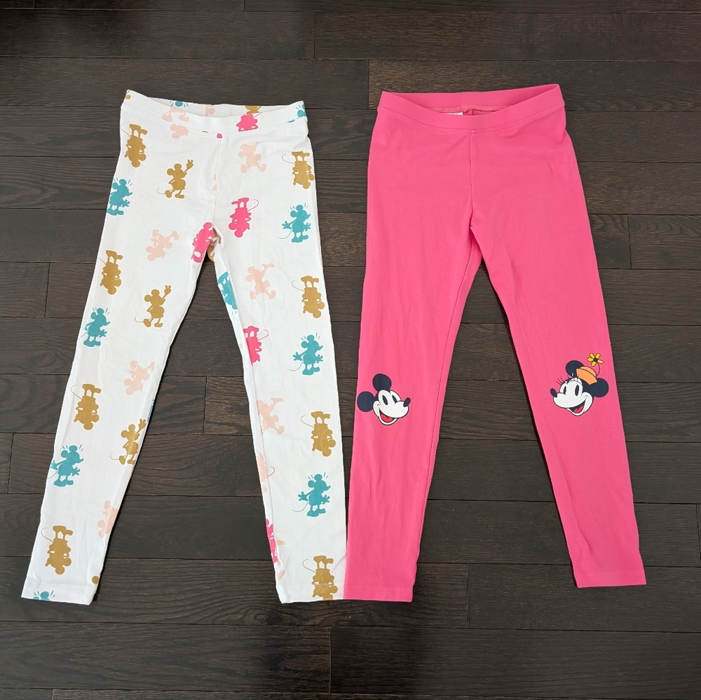 sz:8 LIKE NEW Disney Amazon Essentials girls Leggings, Minnie Mouse (set of 2)